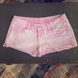 Pink Acid Wash Jean Short